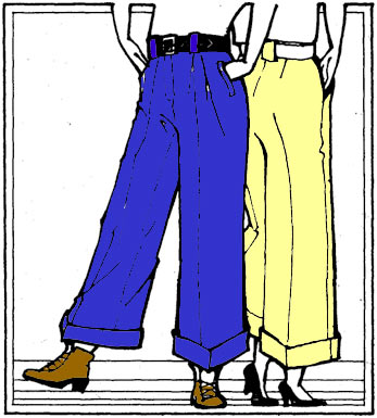 Пошив женских брюк из габардина или фланели, с отворотами