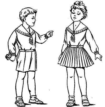 Общий вид блузы-матроски для мальчика и для девочки