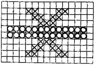 Схема орнамента : X красный О изнаночные петли 