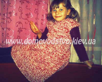 Вязаное платье для девочки 6лет ростом 116 см спицами своими руками